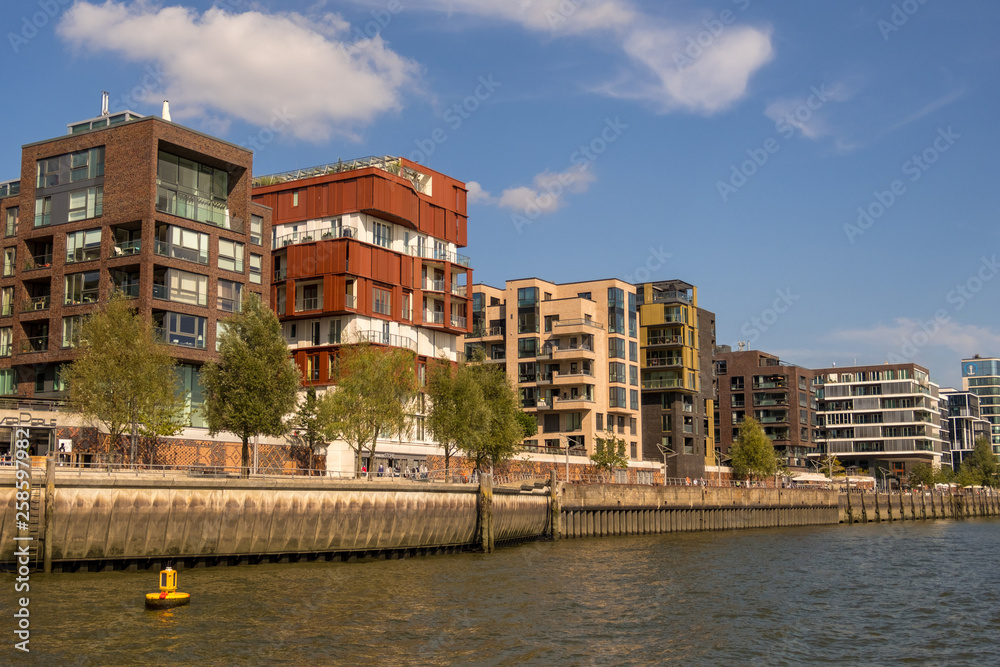 Hamburg, Germany - September 04, 2018: Modern Apartment Houses In the Waterfront, Hafencity Hamburg Germany Hamburg, Germany - September 04, 2018: Modern Apartment Houses In the Waterfront, Hafencity Hamburg Germany