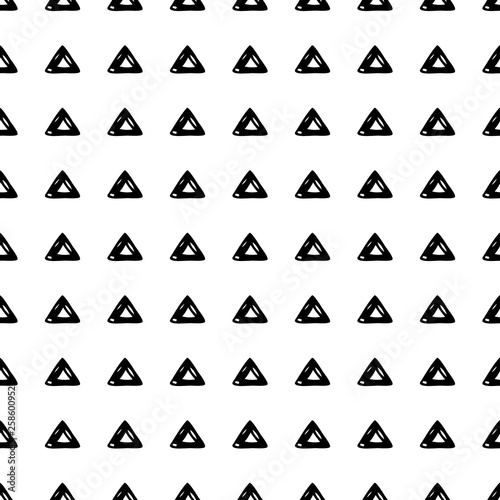 Cute messy geometric pattern with hand drawn triangles. Sweet vector black and white geometric pattern. Seamless monochrome doodle geometric pattern for textile, wallpapers, wrapping and web.