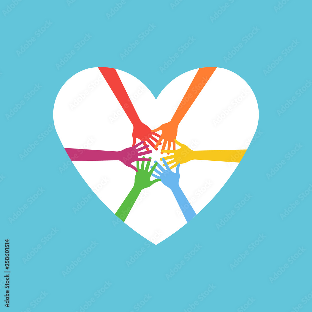 Heart and Hands together. Logo illustration Heart and Hands together. Logo illustration