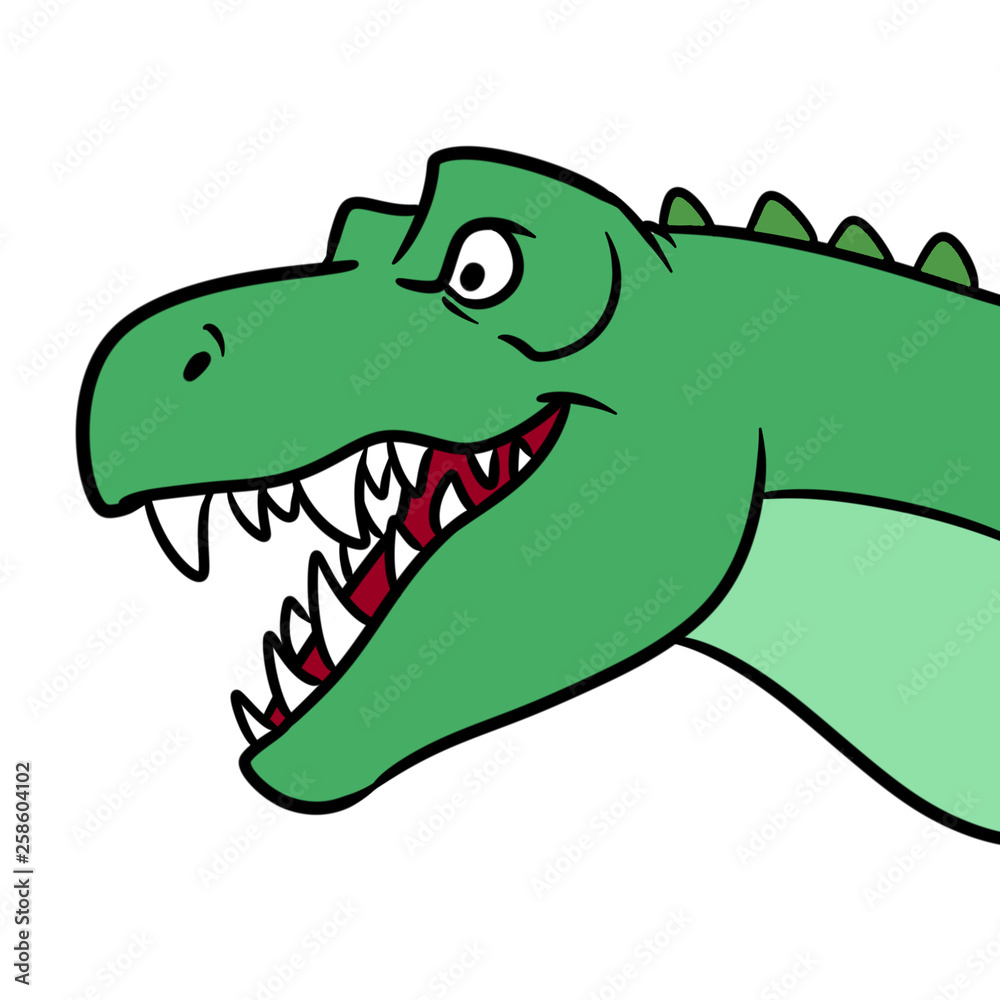 Naklejka premium Tyrannosaurus Head Mouth dinosaur cartoon illustration isolated image 