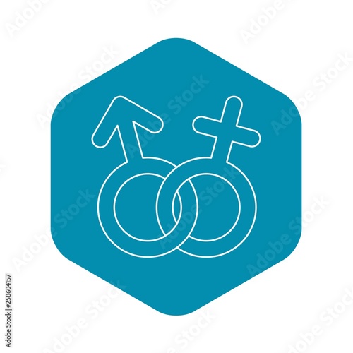 Male and female sign icon. Outline illustration of male and female sign vector icon for web