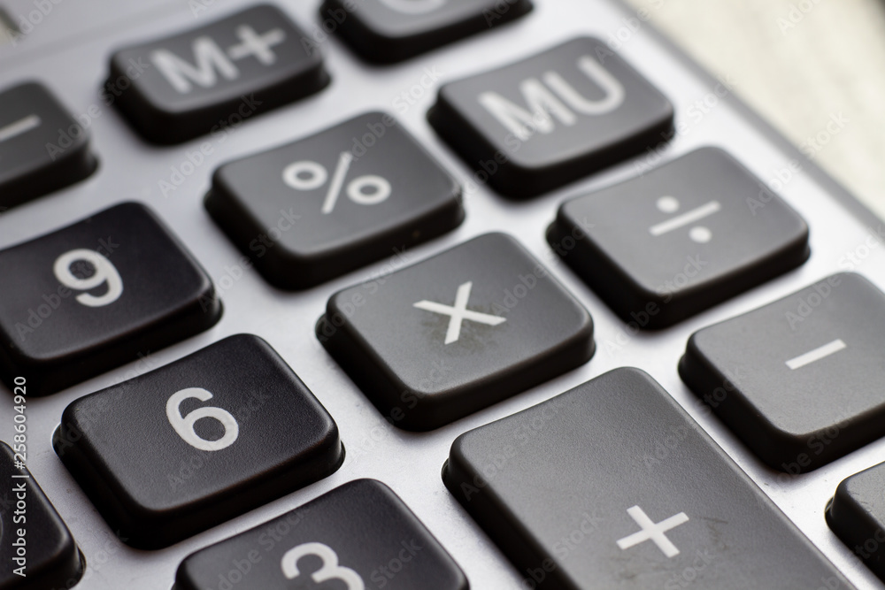 Keyboard calculator close-up. Business concept of economy finance loan collateral mortgage loan rates increase. Keyboard calculator close-up. Business concept of economy finance loan collateral mortgage loan rates increase.