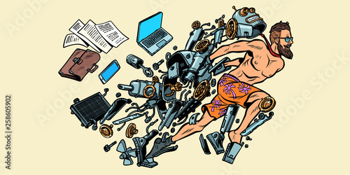 the robot turns into a human, artificial intelligence