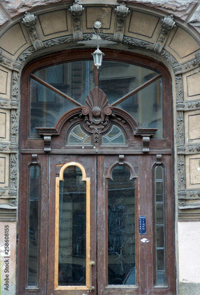 Door of art deco style in Saint Petersburg, Russia