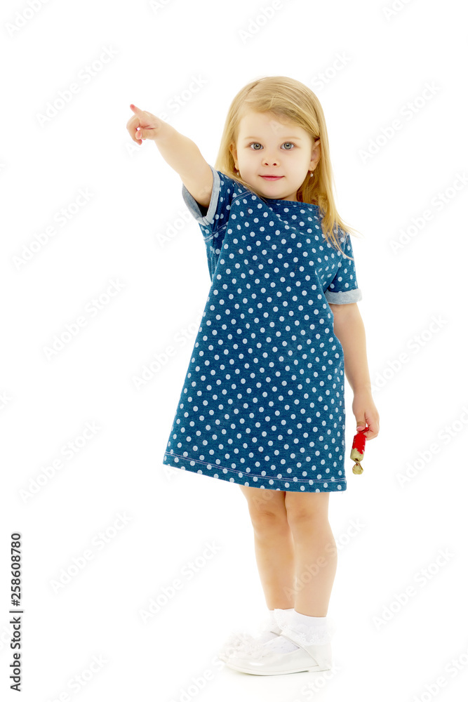 Little girl is showing a finger