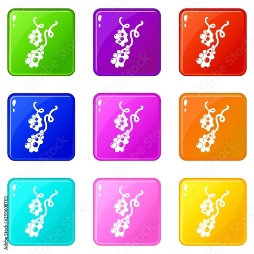 Micro vibrio icons set 9 color collection isolated on white for any design