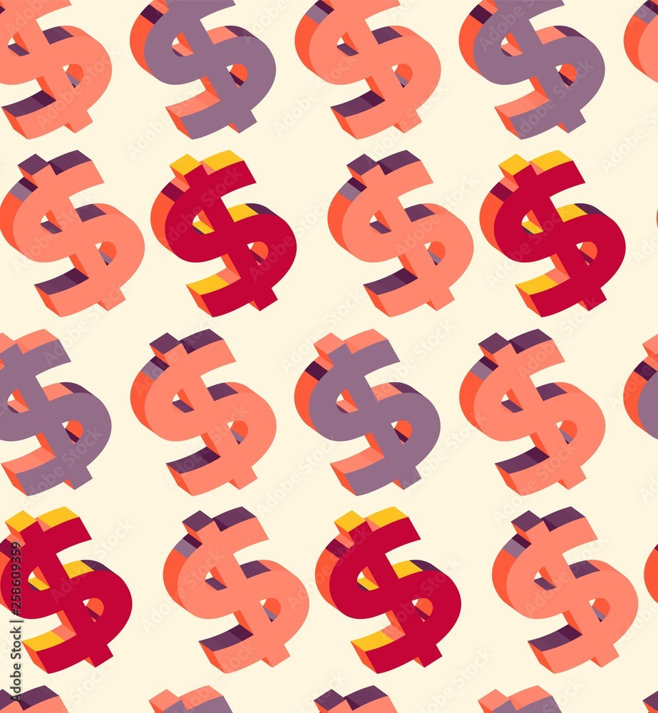 Obraz premium Seamless pattern of the symbols of dollar currency.
