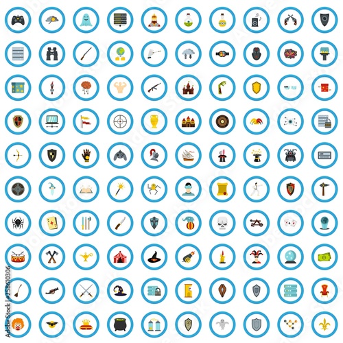 100 online game icons set in flat style for any design vector illustration