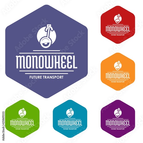 Personal mono wheel icons vector colorful hexahedron set collection isolated on white 