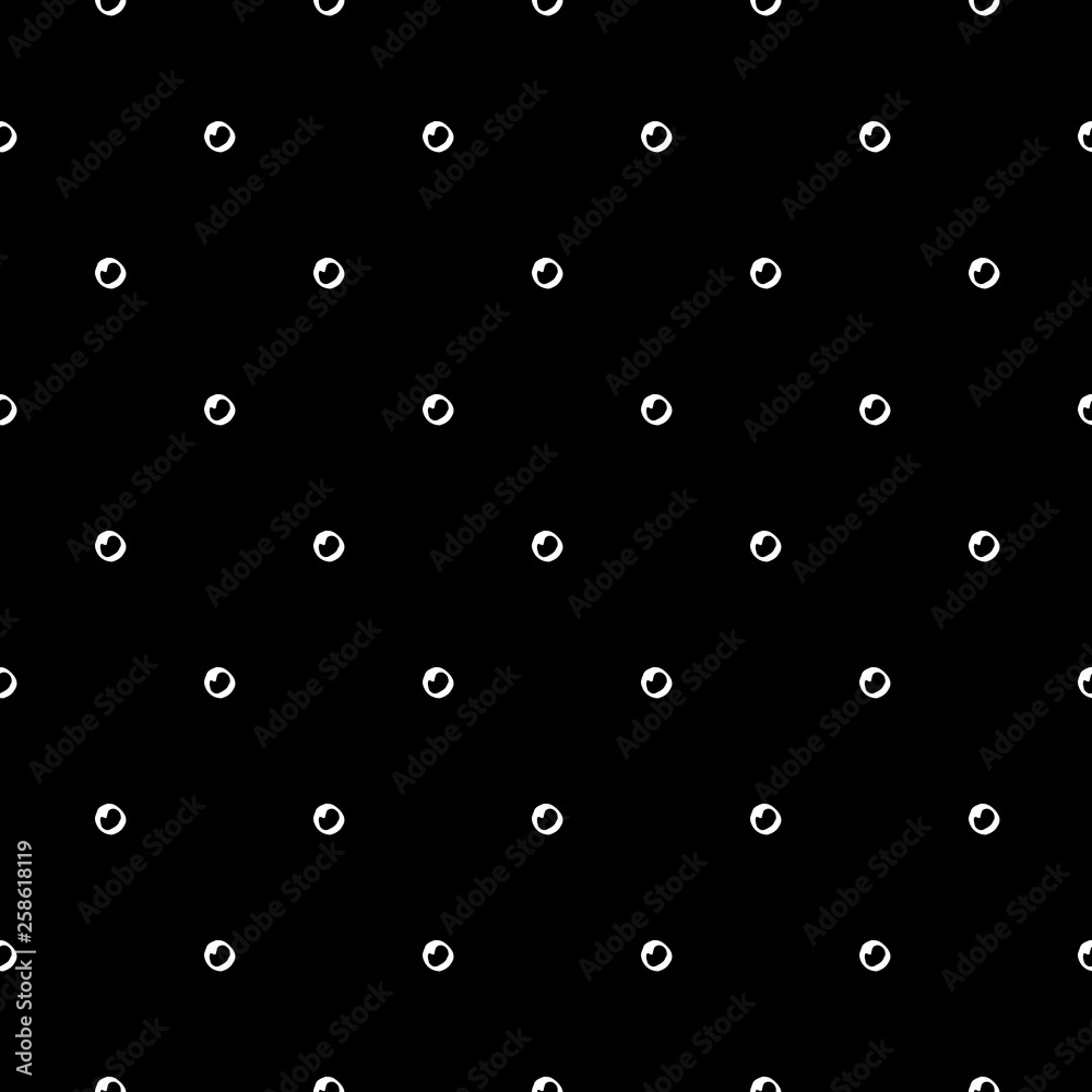Abstract cute pattern with hand drawn polka dots. Trendy vector black and white cute pattern. Seamless monochrome cute pattern for fabric, wallpapers, wrapping paper, cards and web backgrounds. 