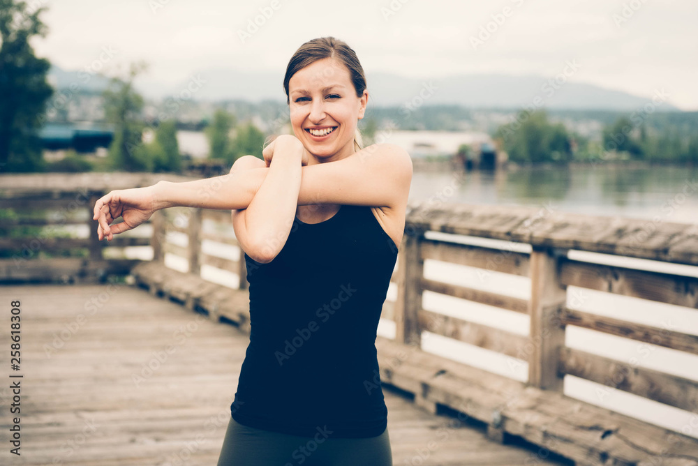 Woman stretching pre or post workout