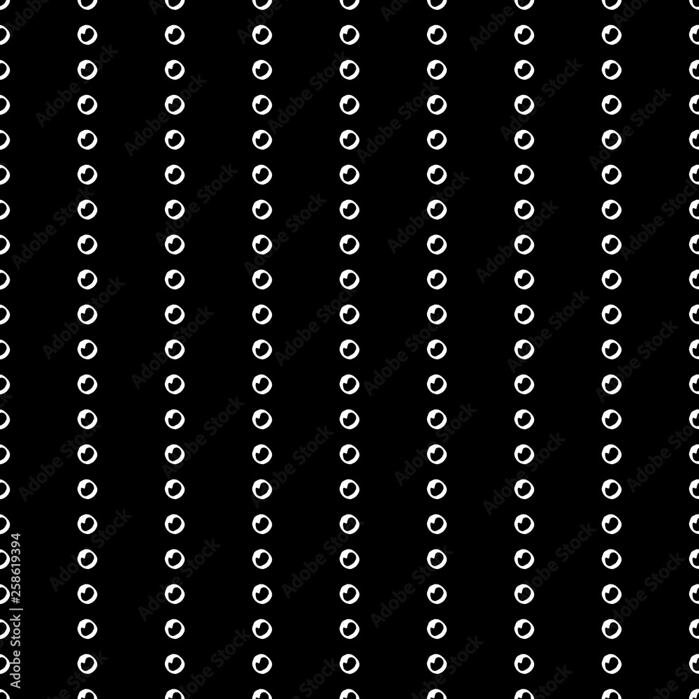 Fototapeta premium Trendy abstract stripe pattern with hand drawn doodle dots. Cute vector black and white stripe pattern. Seamless monochrome vertical stripe pattern for fabric, wallpapers, wrapping paper and cards.