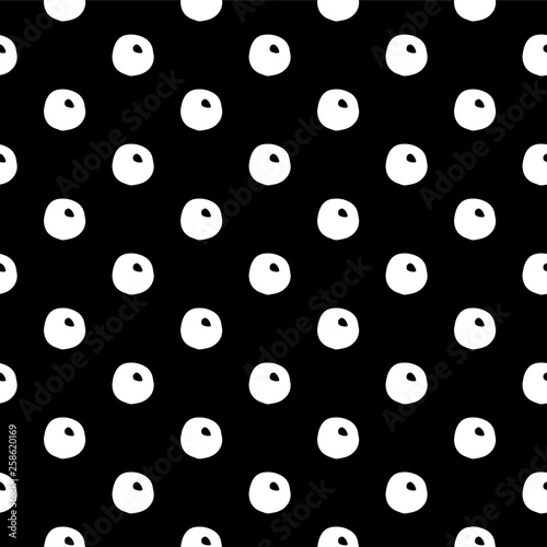Abstract polka dot pattern with hand drawn dots. Cute vector black and white polka dot pattern. Seamless monochrome polka dot pattern for fabric  wallpapers  wrapping paper  cards and web backgrounds.