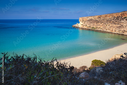 Fototapeta Naklejka Na Ścianę i Meble -  View of the most famous sea place of Lampedusa called Spiaggia dei conigli,