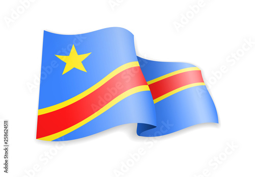 Democratic Republic of Congo flag in the wind. Flag on white vector illustration Free Download Democratic Republic of Congo flag in the wind. Flag on white vector illustration - GFXLoad