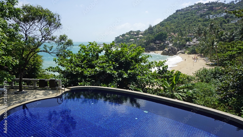 swimming pool at coral beach on koh samui