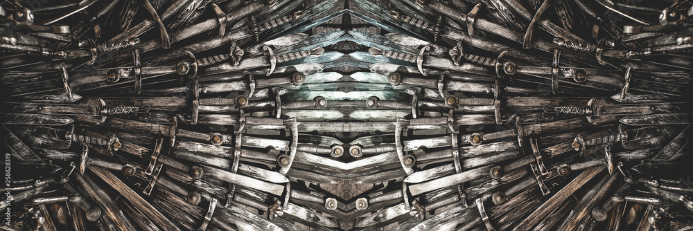Metal knight swords background. Panoramic web banner with copy space. The concept Knights. Metal knight swords background. Panoramic web banner with copy space. The concept Knights.
