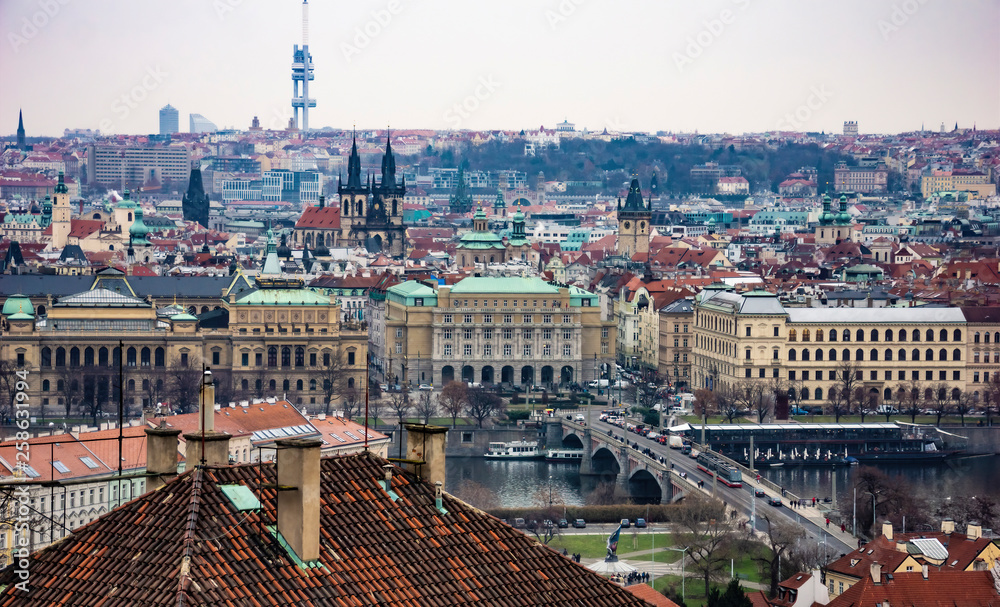View of Prague's Historic Center from the Castle. Czech Republic