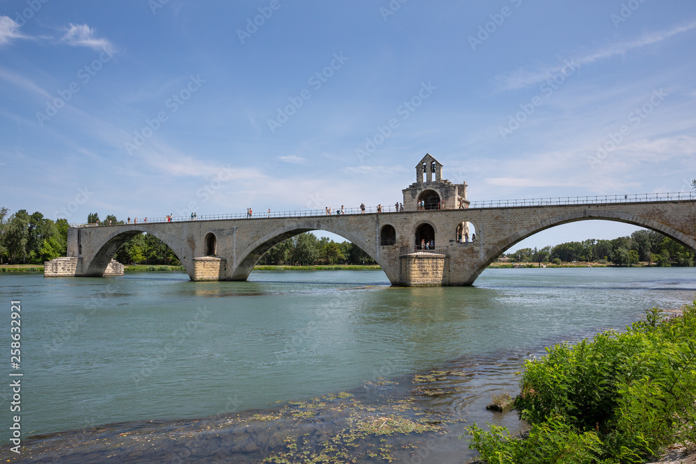 Saint Benezet bridge in Avignon in a beautiful Provence summer day, France