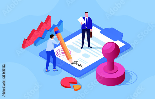 Signing a contract, two businessmen signing a contract