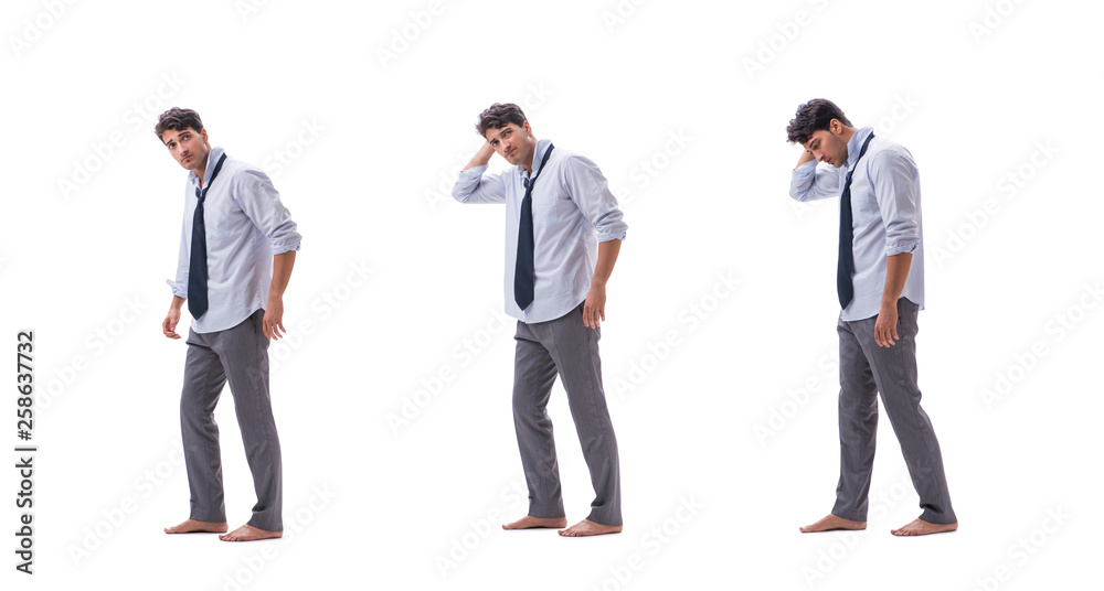 Young barefooted businessman isolated on white Young barefooted businessman isolated on white