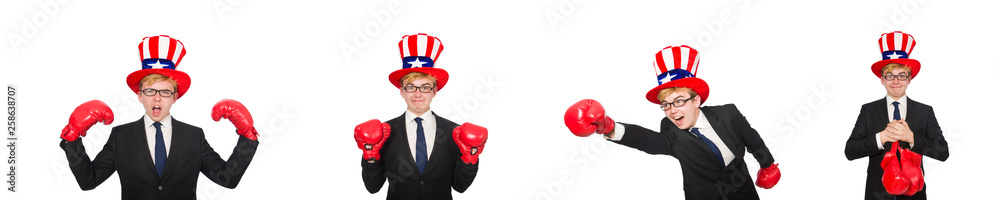Man wearing hat with american symbols Man wearing hat with american symbols