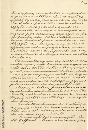 Página do manuscrito “Memória sobre a navegação aérea” (1881), do inventor brasileiro Júlio Cézar Ribeiro de Souza (1843-1887)