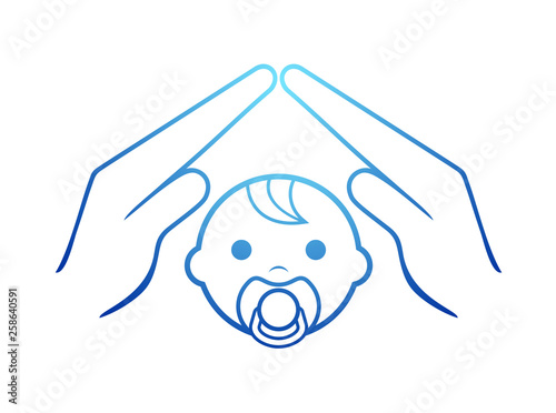 blue child flat protect icon
