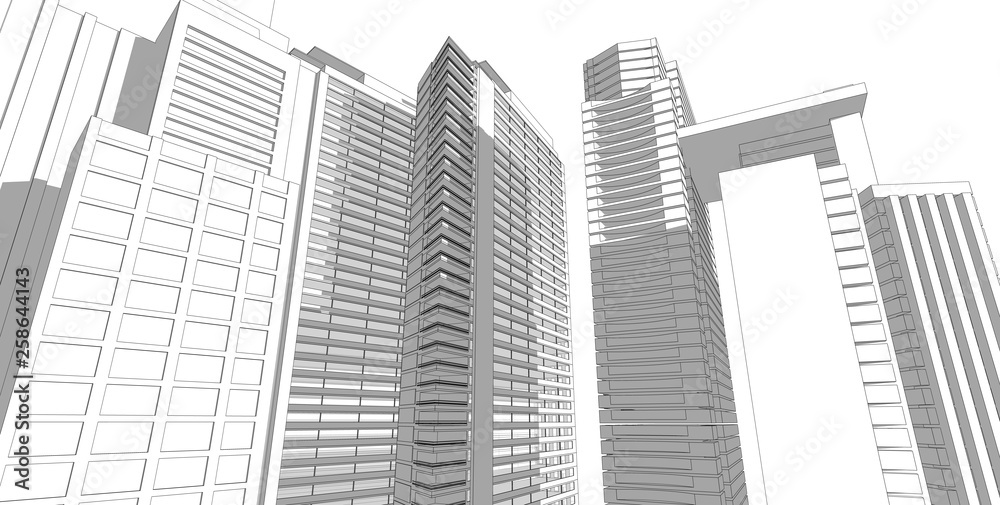 Abstract architectral drawing sketch,Illustration Abstract architectral drawing sketch,Illustration