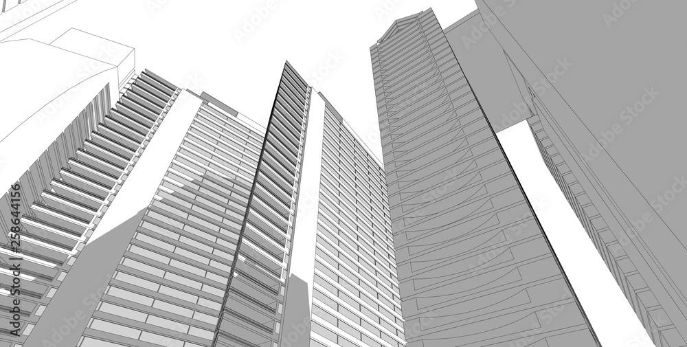 Abstract architectral drawing sketch,Illustration Abstract architectral drawing sketch,Illustration