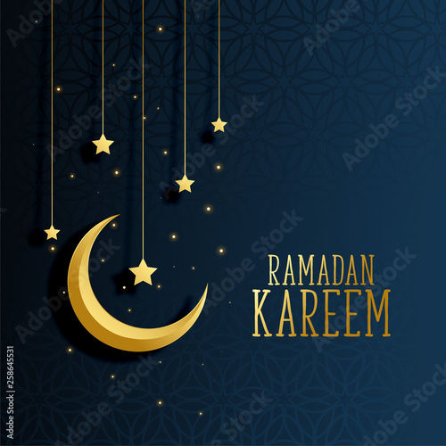 moon and stars ramadan kareem background