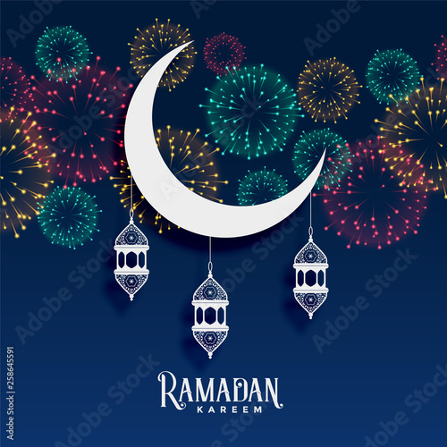 ramadan kareem fireworks background decoration