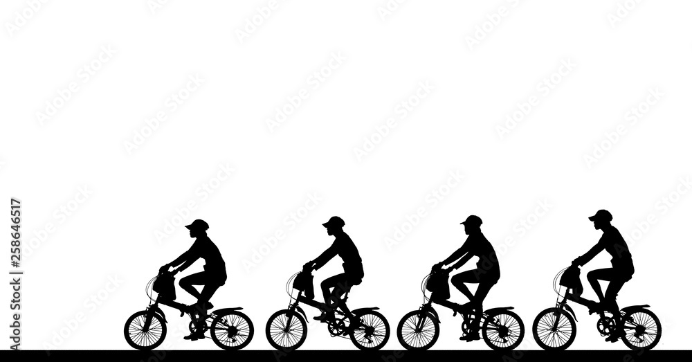 Obraz premium silhouette cyclists bicycle riders on white background.