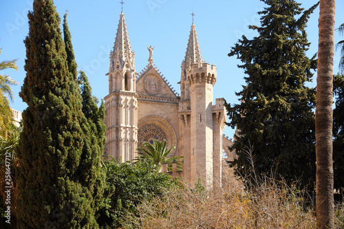 Palma Mallorca cathedral Santa Maria La Seu front view rose window