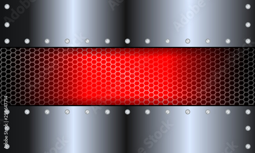 Geometric metallic shade design with rivets and glitter.