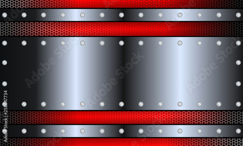 Geometric abstract design in metallic color with rivets and glitter