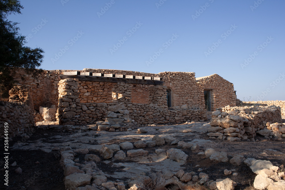 View of ancient house called Dammuso Casa Teresa, Lampedusa