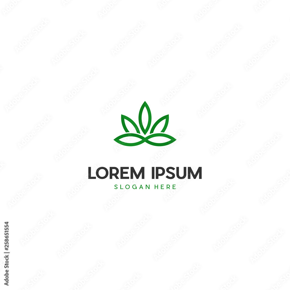 Simple Line art Cannabis or Hemp Logo Template. Best for Logo or Icon, Medical Marijuana logo