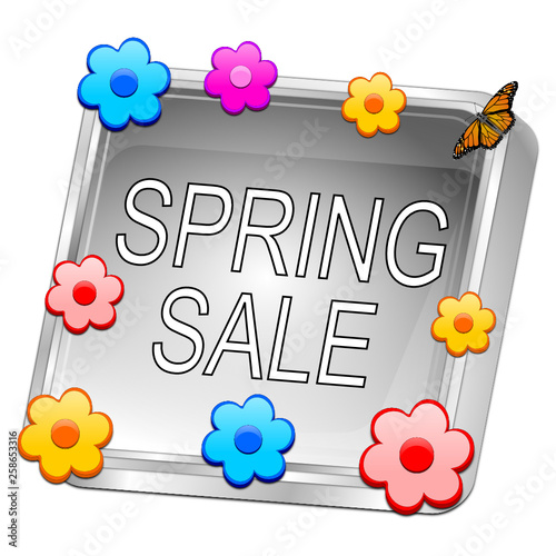 Spring Sale Button - 3D illustration