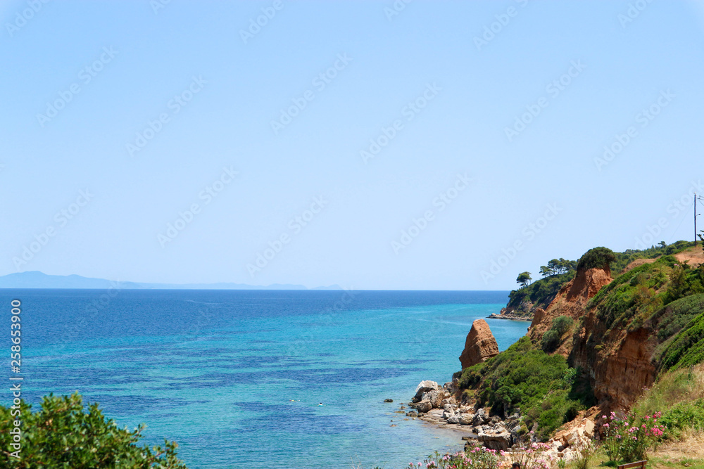 Rocky coast of mediterranean sea, Afytos, Greece