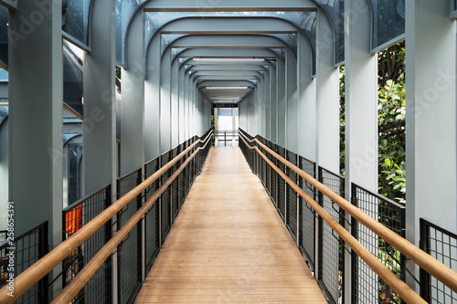 Beautiful interior of modern pedestrian bridge