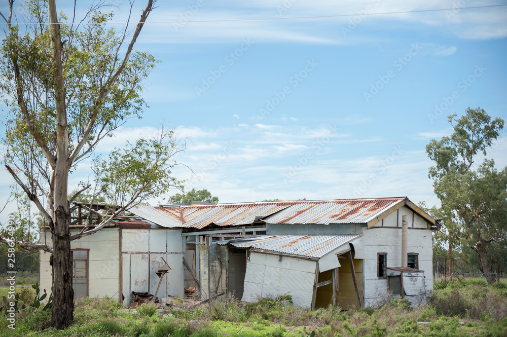 Ruined farm house falling down and abandoned Ruined farm house falling down and abandoned