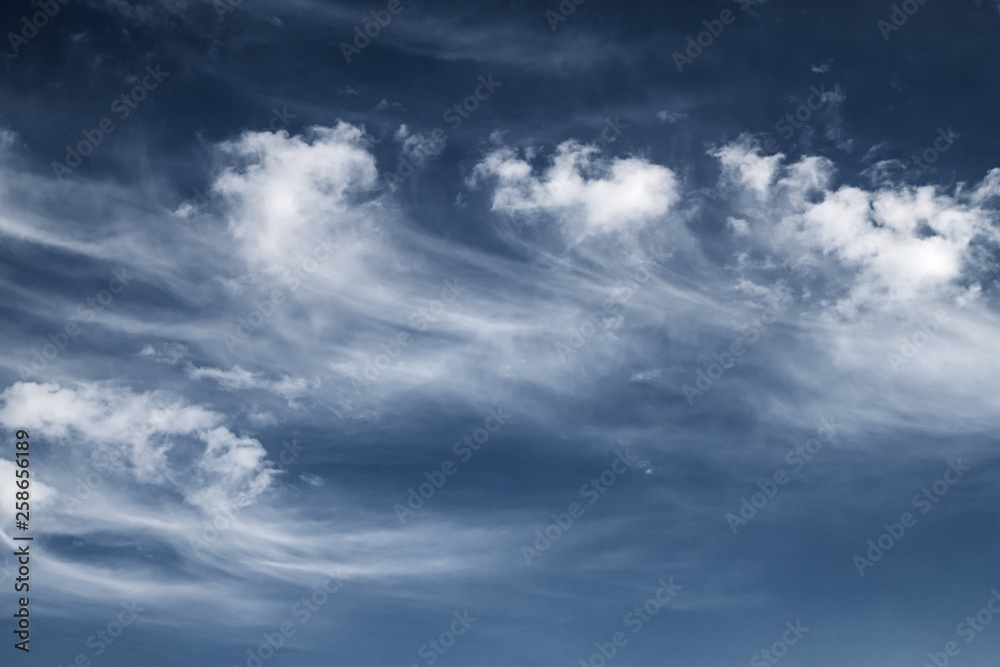 Fototapeta premium white feathery clouds in the blue sky