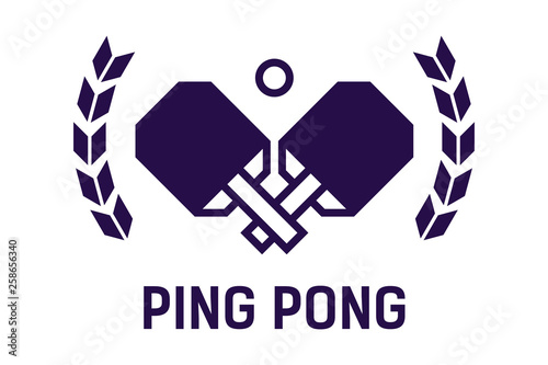 Ping Pong logotype. Ping pong icon. Vector table tennis logo or symbol. Playing rackets for Ping Pong