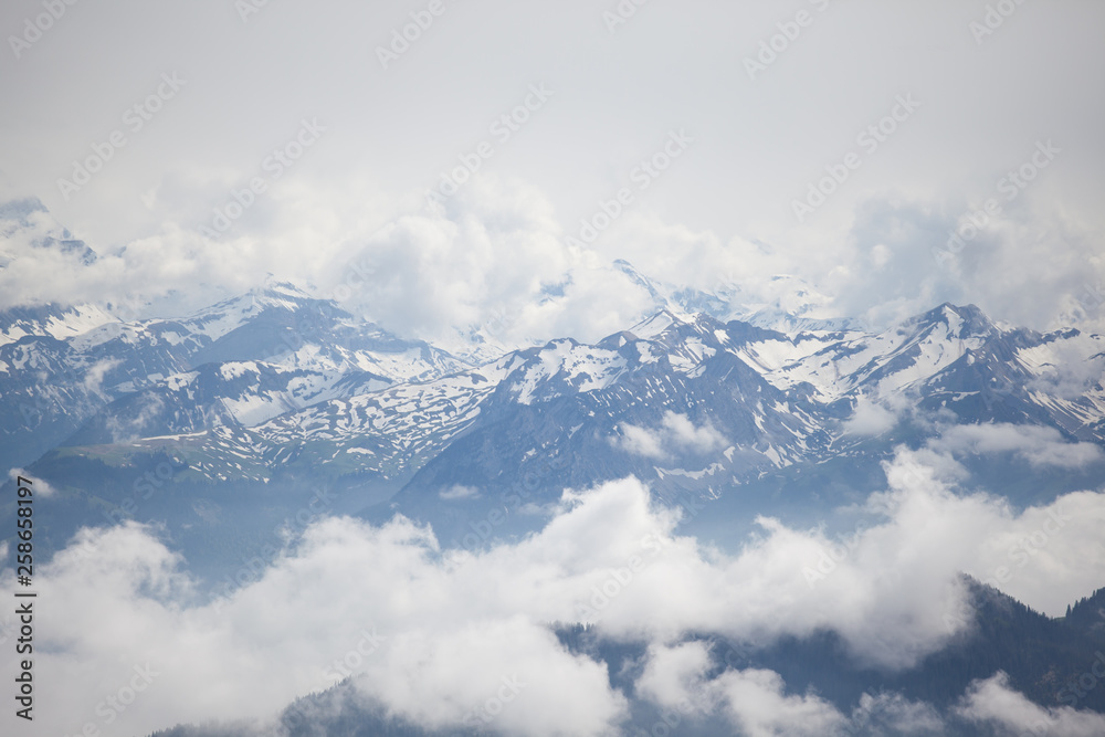 Pilatus is a mountain overlooking Lucerne in Central Switzerland, a popular route for tourists in summer.