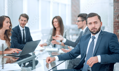 businessman holds a business meeting with the business team