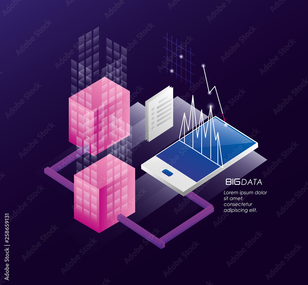 Fototapeta premium smartphone with data center icons