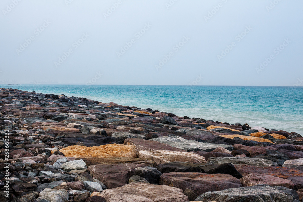 Sea landscape, rocks, sea and blue sky Sea landscape, rocks, sea and blue sky