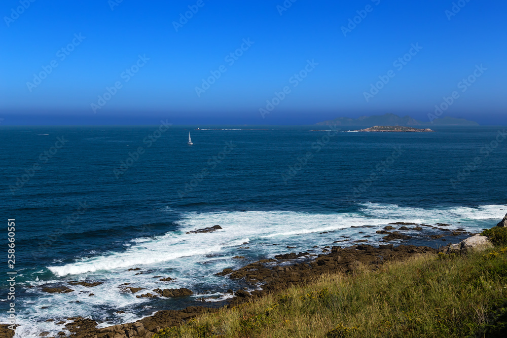 Baiona, Spain. Scenic view of the ocean coast