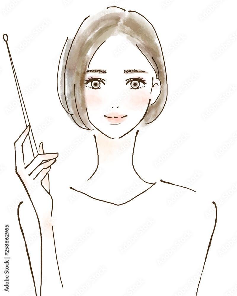 アドバイス 先生 講師 ポイントを説明する人物 女性 イラスト